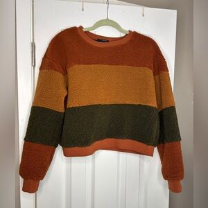 Storia Women's Colorblock Sweater - Orange and Green